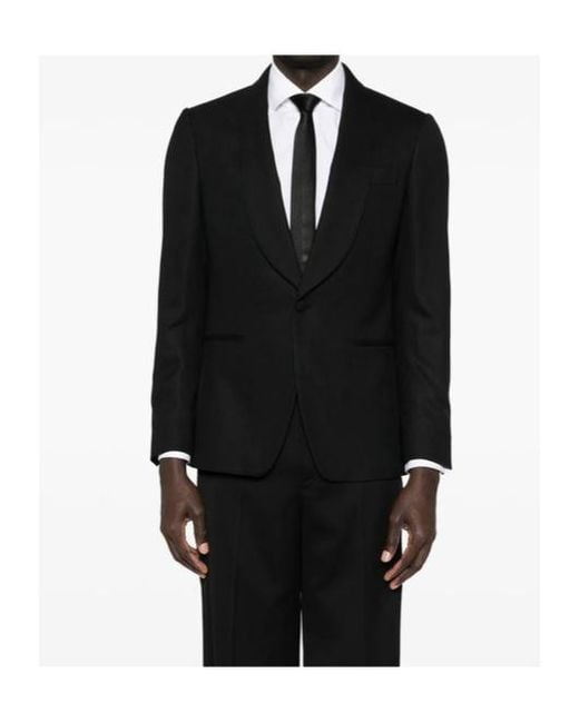 Lardini Black Shawl-Collar Single-Breasted Jacket for men