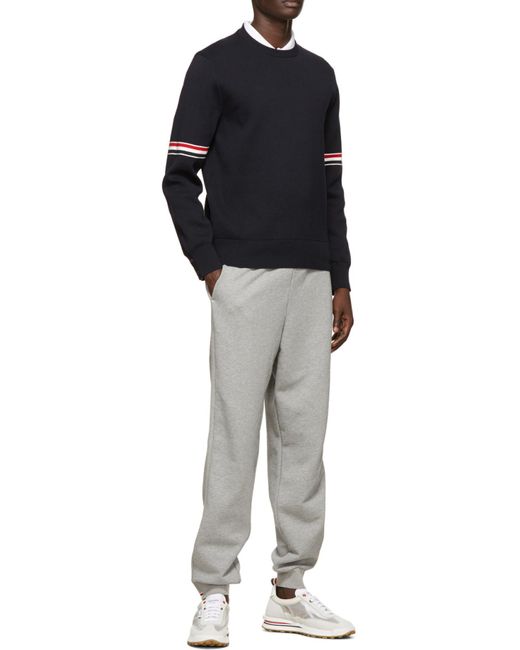 Thom Browne Black Stripe Trim Knitted Sweater for men