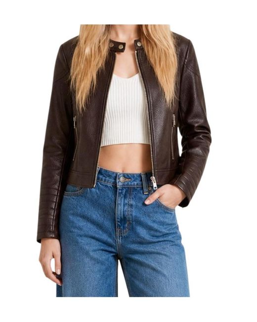 Guess Brown Zip-Up Panelled Jacket