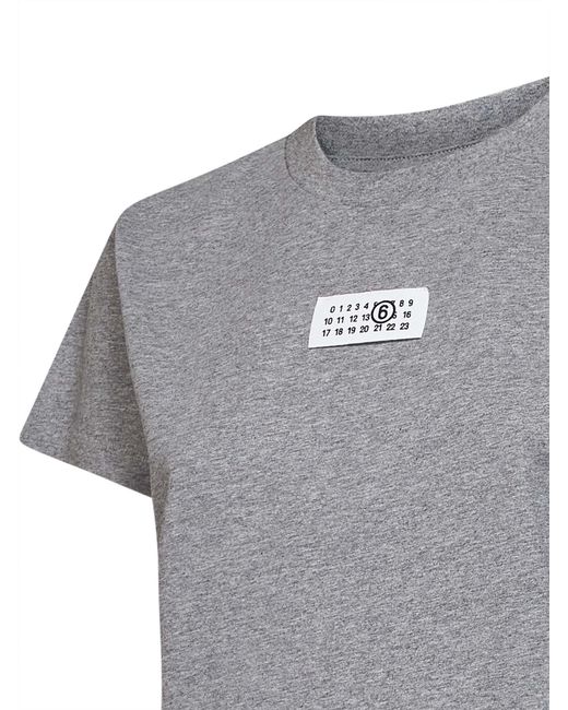 MM6 by Maison Margiela Gray Logo Patch Crewneck T-Shirt