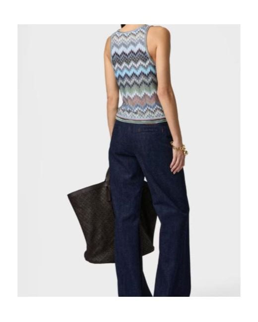 Missoni Blue Round-Neck Knitwear