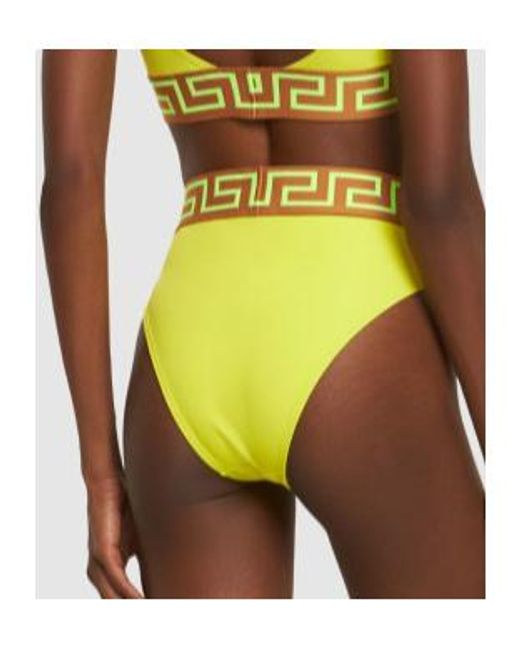 Versace Yellow Logo Elastic Belt Bikini Swimsuit
