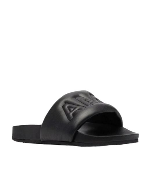Ambush Black Quilted Lettering Logo Slides