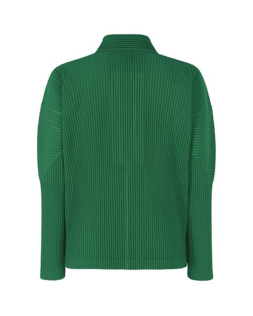Homme Plissé Issey Miyake Green Lace-Up Pleated Shirt for men