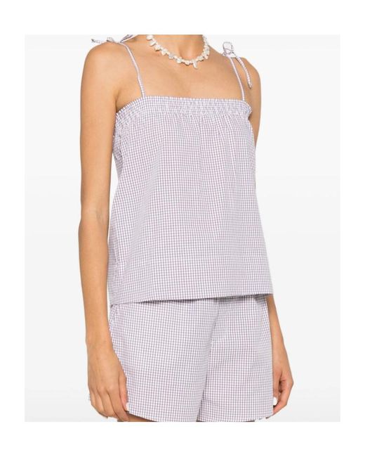 A.P.C. Purple Gingham Tie-Strap Top