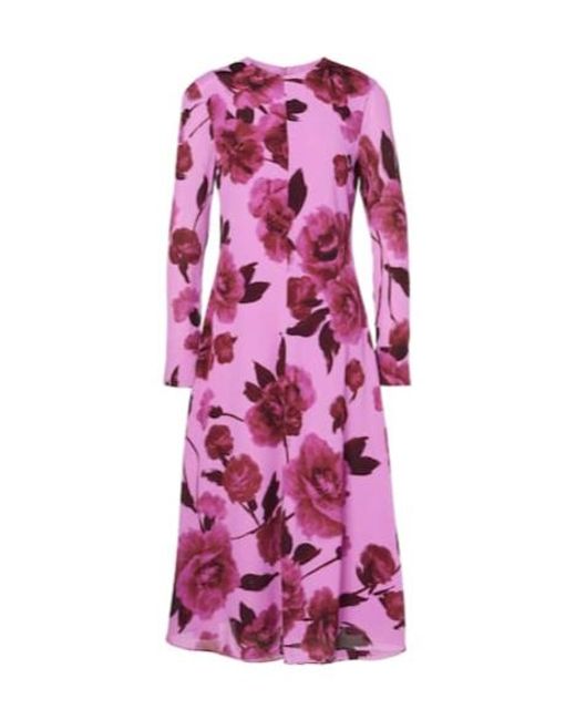 Erdem Purple Floral Crepe Midi Dress