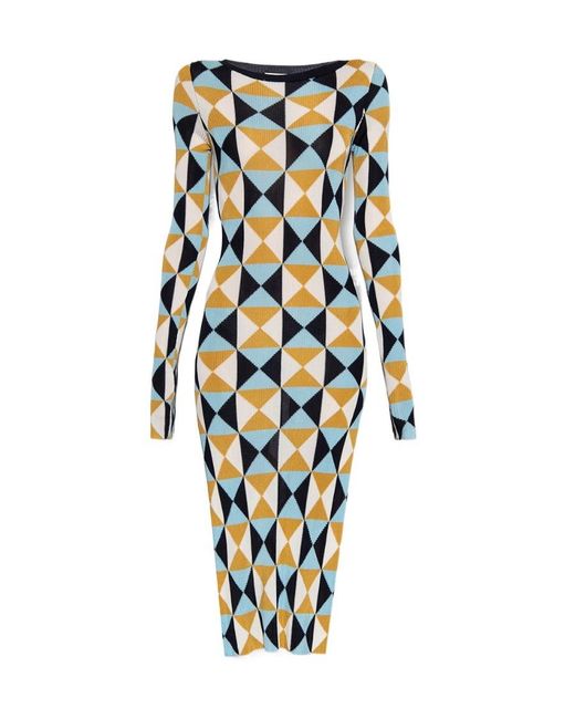 Etro White Abstract-Print Midi Dress