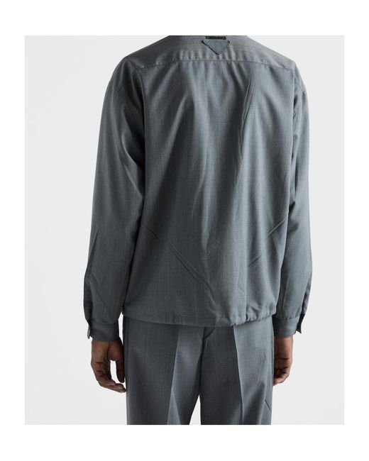 Prada Gray Zip-Front Shirt for men