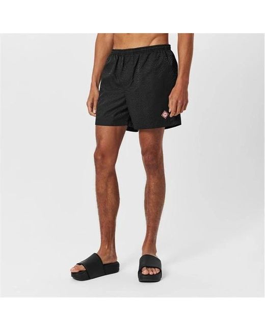 Casablanca Black Elastic Waist Swim Trunks for men