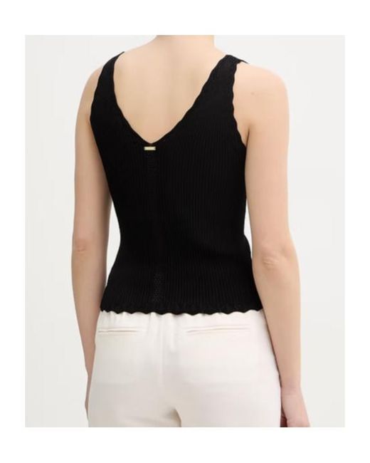 Twinset Black Scalloped-Edge Top