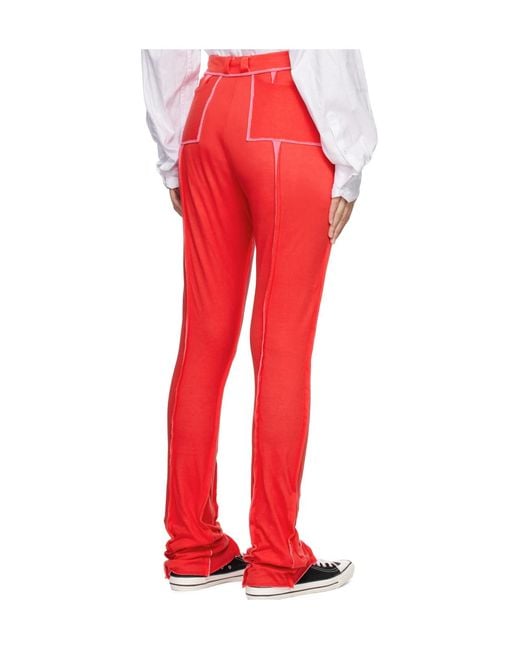 Edward Cuming Red Frayed Edge Casual Pants