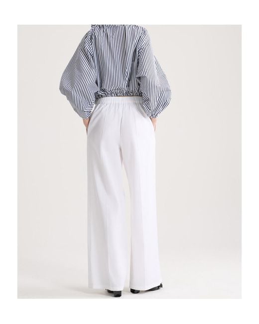 Patou White Elastic-Waist Wide-Leg Pants