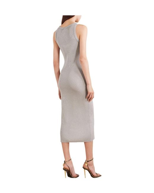 Tom Ford White Sequin-Embellished Ribbed Dress