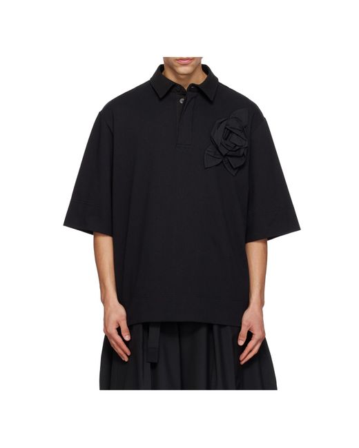 Simone Rocha Black Collared Polo Shirt for men