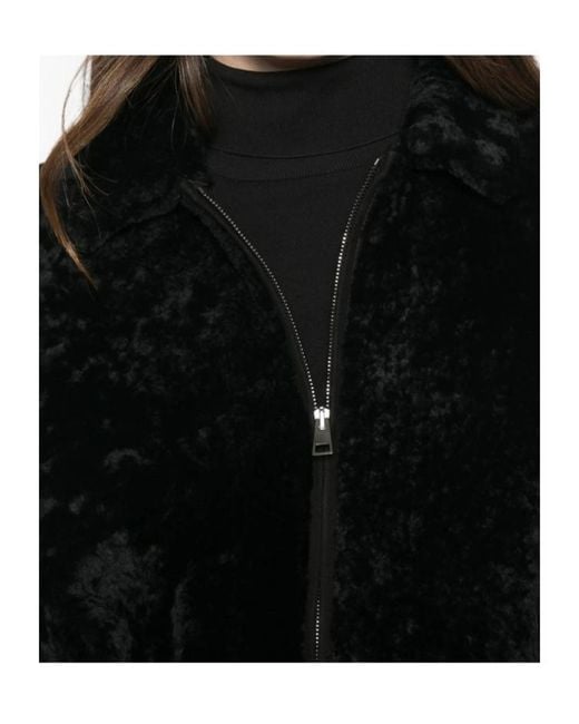 Simonetta Ravizza Black Strappy Buckle-Detail Fur Jacket