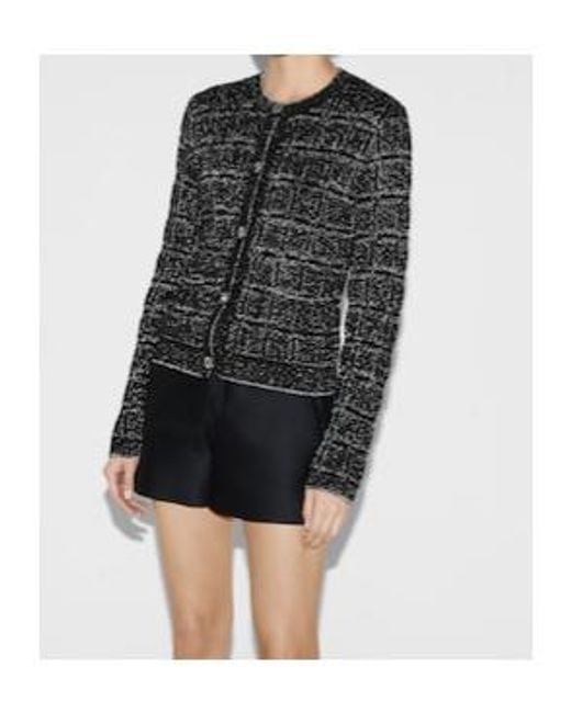 Gucci Black Lamé Check Jacquard Cardigan
