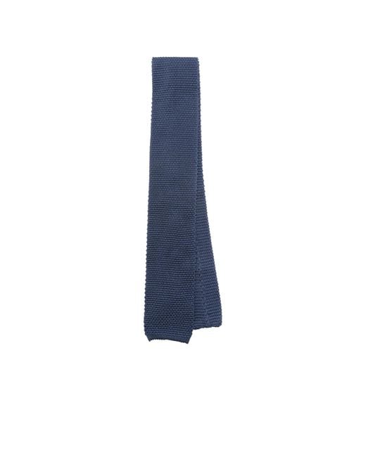 Brunello Cucinelli Blue Knitted Silk Tie for men
