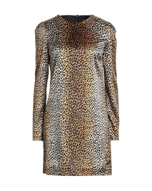 Dolce & Gabbana Natural Leopard-Print Long-Sleeve Dress