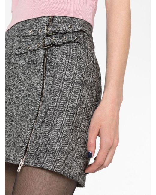 Alessandra Rich Gray Alessandra Buckled Miniskirt