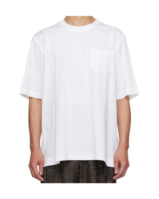 Sacai White Crew Neck Short-Sleeved T-Shirt for men