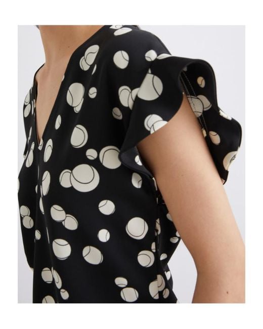 Marella Black Printed Satin Blouse