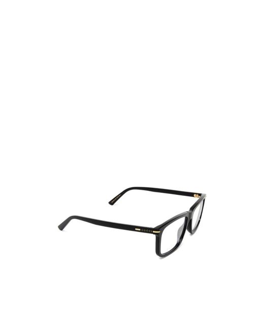Gucci White Eyewear Rectangle Frame Glasses for men