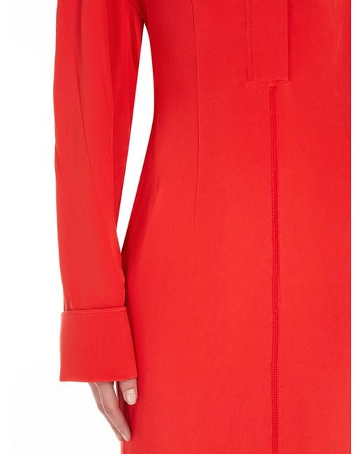 Sportmax Red Long Mermaid Shirt Dress