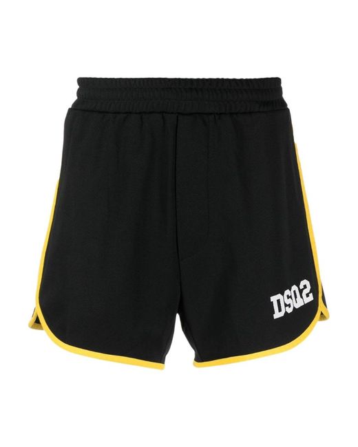 DSquared² Black Logo-Print Track Shorts for men