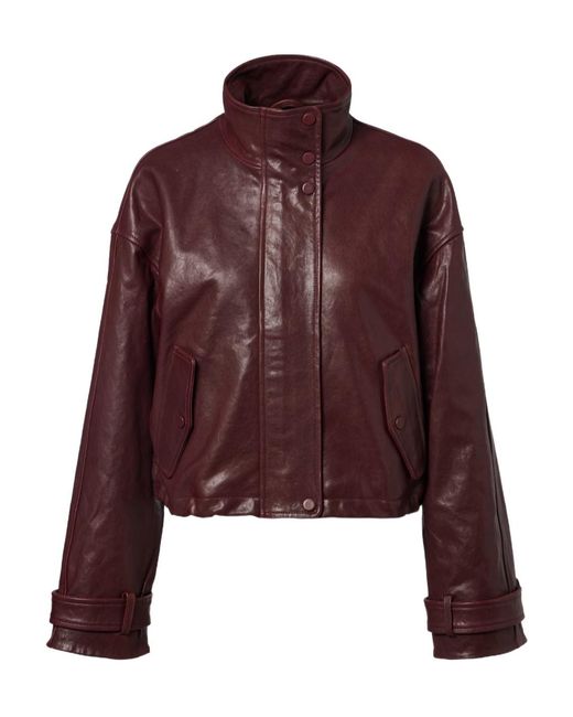 Veronica Beard Purple Bateman Cropped Leather Jacket