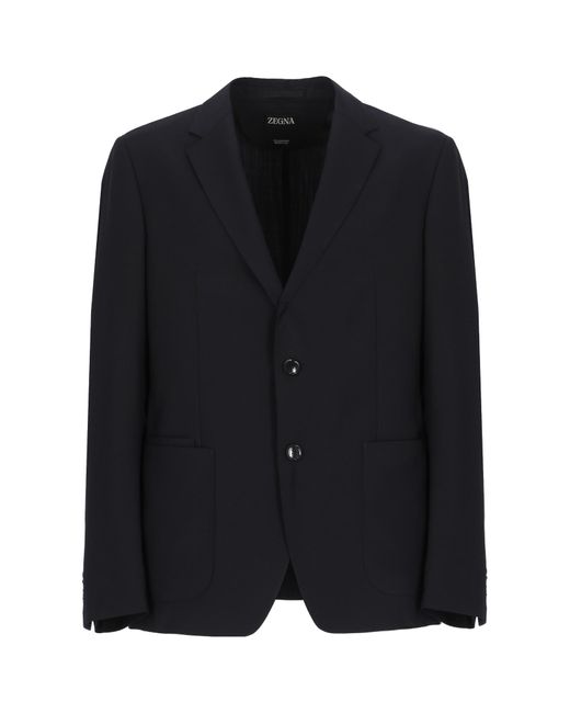 Zegna Black Long-Sleeved Single-Breasted Jacket for men
