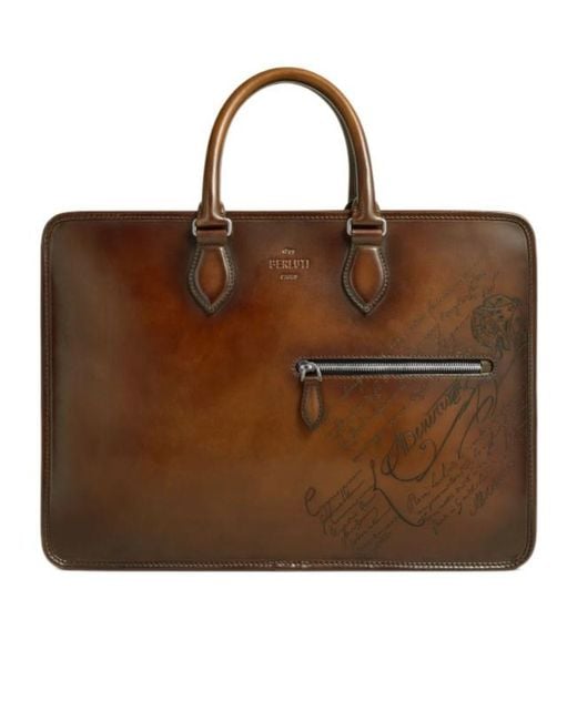 Berluti Brown Deux Jours Briefcase for men