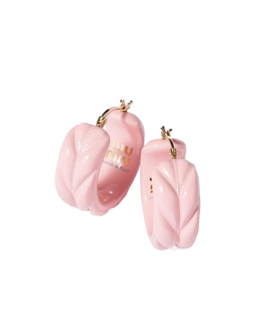 Miu Miu Pink Matelassé Earrings