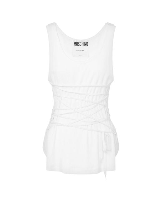 Moschino White Logo-Print Top