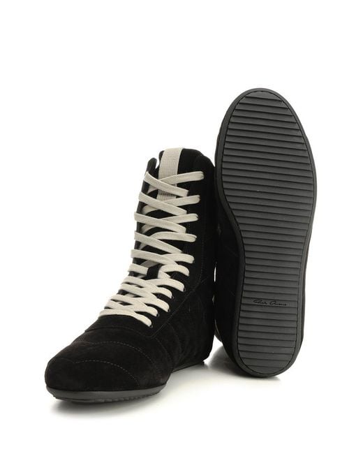 Rick Owens Black Quilted Chevron High-Top Sneakers for men