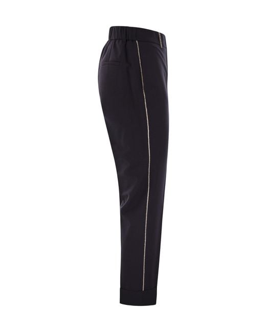Peserico Blue High-Waist Slim-Fit Pants