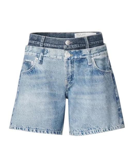 Rag & Bone Blue Layered Denim Shorts