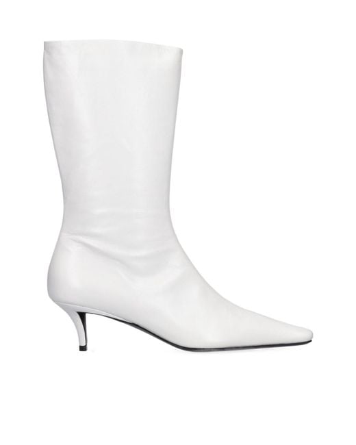 Jil Sander White Zippered Short Boots