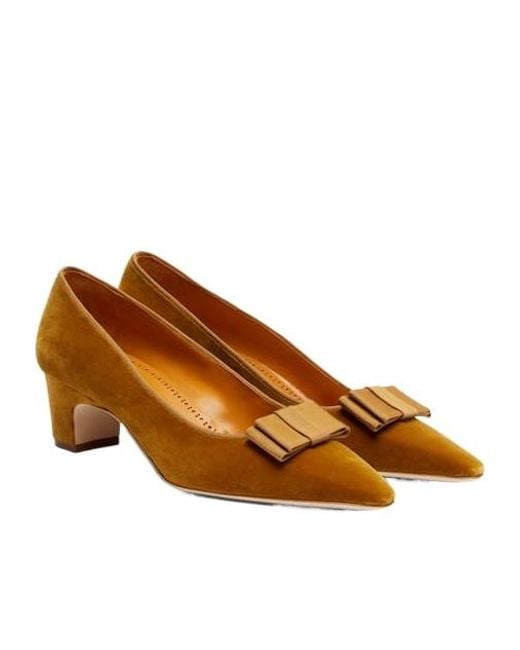 Manolo Blahnik Brown Solid-Color Velvet Pumps