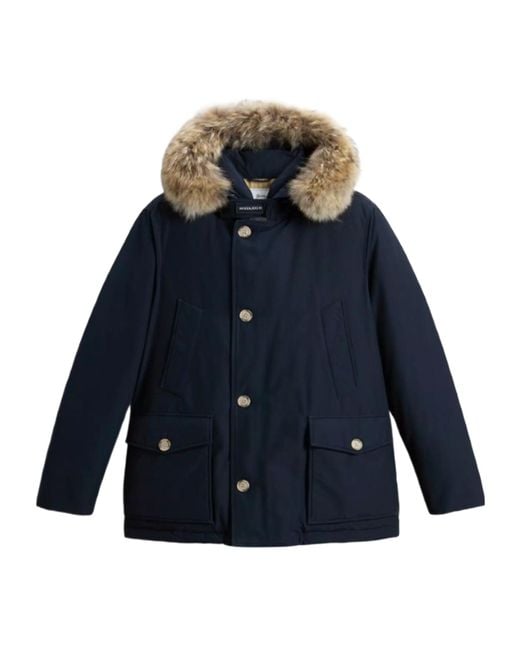 Woolrich Blue Arctic Detachable Fur Anorak for men