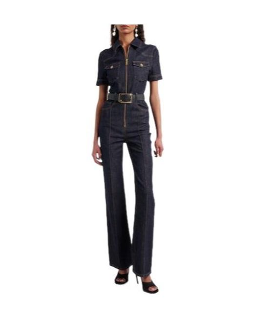 Self-Portrait Black Denim Overalls