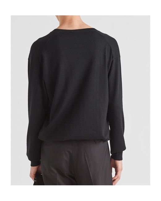 Prada Black Long-Sleeved V-Neck Jumper for men