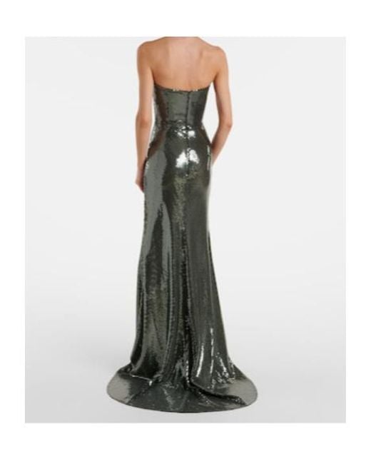 Alex Perry Green Sequined Corset Gown