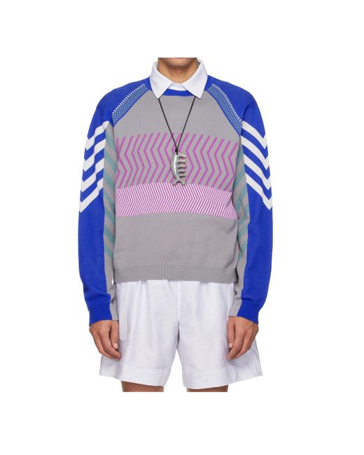 Kiko Kostadinov Blue Gizi Panelled Sweater for men