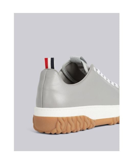 Thom Browne White Court Lace-Up Sneakers for men