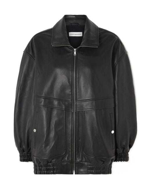 Nour Hammour Black Long-Sleeved Leather Jacket