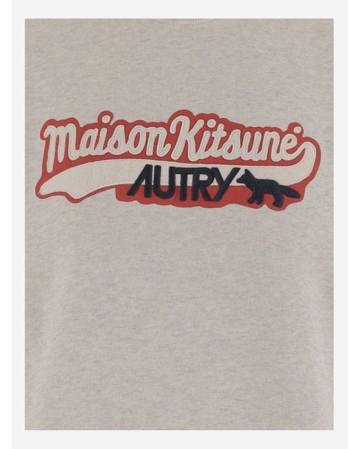 Autry Gray Melange Cotton X Maison Kitsunã Sweatshirt for men