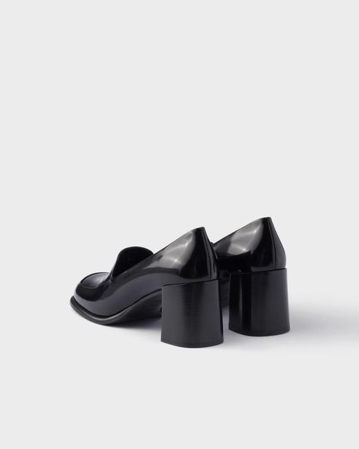 Prada Black Brushed Leather Loafers