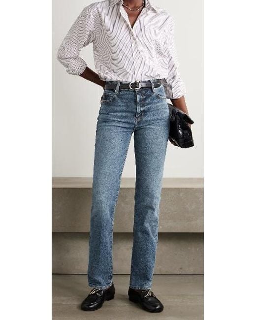 FRAME Blue The Ruler High-Rise Slim-Leg Jeans