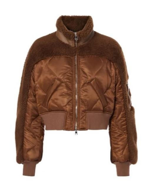 Blancha Brown Quilted Shearling Bomber Jacket