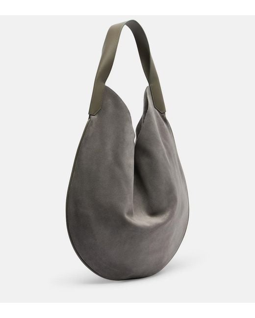Victoria Beckham Gray Soft Plié Suede Shoulder Bag